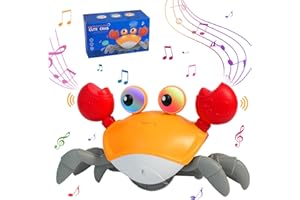 SWTOIPIG Giocattolo di granchio per bambini con musica, giocattolo strisciante luce elettronica con automaticamente evitare ostacoli, giocattoli in movimento per bambini di ragazzi ragazze