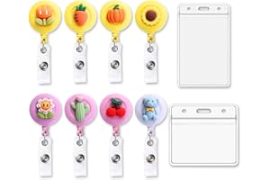 PIACOLNIC Llaveros Retráctiles, 8 Piezas Tarjeta de Identificación Llavero Retráctil, Clip Carrete Insignia Carrete De Insignia Retráctil con Cordón de Extensible para Soporte de Tarjeta ID Tarjetas Funda