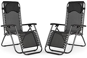 IntimaTe WM Heart Chaise Longues Pliantes de l’Extérieur Lot de 2 Chaise de Jardin Chaise de Camping, Fauteuil Relax Jardin Plein Air, Respirantes et Confortables avec l’Appui têtes, Noir