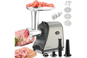 JABTRAXX Elektrischer Fleischwolf Wurstfüller Fleischhackfleisch 2000 W 5in1: für Fleisch, Kebbe, Gemüse, Salat, Spritzgebäck | Vor-und Rücklauf | 2 Leistungsstufen