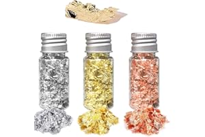 LYQNIHOB 3 pcs foglia oro fiocchi decorativi e un clip, Brandelli di lamina d'oro, perfetti per doratura, artigianato, progetti artistici e decorazioni