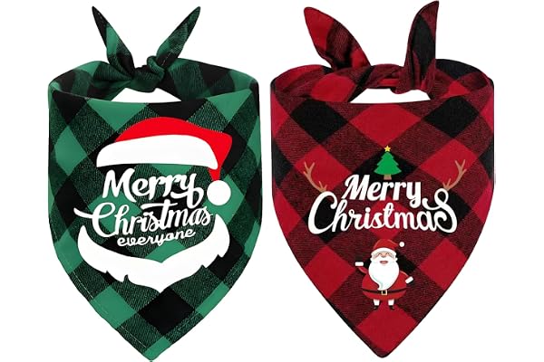 2Pcs Dog Bandana Set, Christmas Dog Bandanas, Festive Dog Christmas Accessories Suitable for Christma Pet Decoration