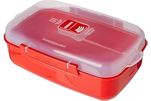 Sistema Récipient micro-ondes rectangulaire | 1,25 L | sans BPA | Rouge/Transparent
