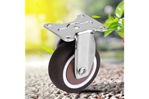 HILILAND Ruedas fijas de goma giratorias con freno y soporte reforzado Ruedas de gran capacidad de carga para carro móvil