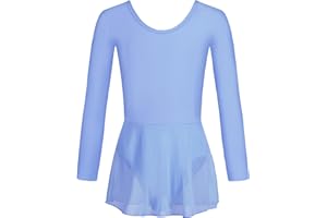 HIPPOSEUS Niña Vestido de Ballet Maillot de Danza Manga Corta/Larga Ropa de Ballet Gimnasia Leotardo para niños
