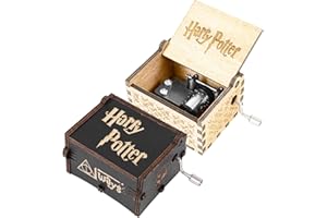 FAMINI Hölzerne Spieluhr, 2 StüCk Handkurbel Spieluhren Holz MusikkäStchen Antike Geschnitzte Holz Musik Box Harry Potter/Game of Thrones, Mit Handkurbel für Geburtstag, Jahrestag, Festival (Schwarz/Braun)