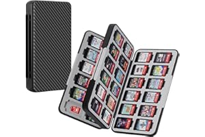 JINGDU Custodia per schede di gioco per Nintendo Switch, resistente e portatile, 72 slot di archiviazione dei giochi con 48 slot per schede di gioco e 24 slot per schede Micro SD, Black