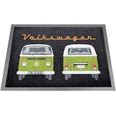 BRISA VW Bulli Fußmatte – 70x50 Cm, Samba-Streifen Blau, Aus Nylon, Waschbar, Offiziell Lizenziert