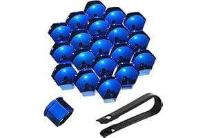 BSEICAL 20pcs Wheel Nut Cap, Universal Tyre Nut Covers Locking Caps, Car Nut Cap Set, Wheel Bolt Nut Caps, Hexagonal Tire Nut Covers, Car Tire Screw Cap Protection With Removal Tool For Cars (blue-19mm)