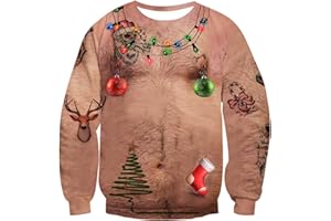 Evensu Men Christmas Sweatshirts Unisex Ugly Christmas Jumper Novelty Funny Print Pullover Women Xmas Sweatshirts