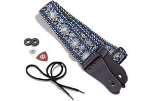 KLIQ MUSIC GEAR KLIQ Vintage Woven Guitar Strap for Acoustic and Electric Guitars | '60s Jacquard Weave Hootenanny Style | 2 Rubber Strap Locks Included