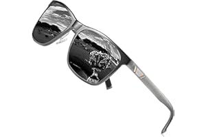 DUCO Okulary przeciwsłoneczne z polaryzacją dla mężczyzn z ochroną UV400, retro, prostokątne oprawki, ultralekkie metalowe oprawki, okulary kierowcy, sportowe okulary przeciwsłoneczne 3029H