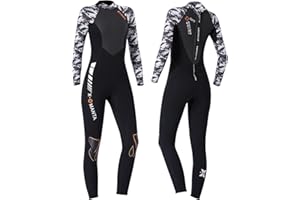 ‎OWNTOP Owntop Neoprenanzug für Damen Herren - 3mm Neopren Tauchanzüge Wetsuit Langarm, Thermisch Verdickte Badebekleidung mit Reißverschluss Hinten UV 50+
