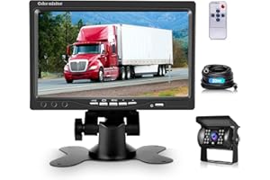 HODOZZY Telecamera retromarcia per auto con monitor da 7 pollici e cavo, schermo auto per camion, SUV, furgoni, telecamera per retromarcia impermeabile a 18 LED IR per visione notturna