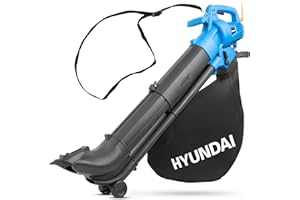 Hyundai 3000W Leaf Blower, Garden Vacuum & Mulcher, 45L Bag, 12m Cable, Variable Airspeed 62–170mph, Lightweight Electric Garden Tool – Blue