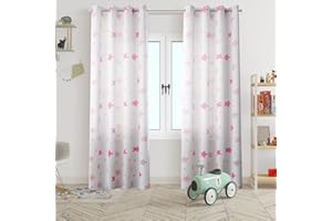 HOMEYA - Cortina Infantil 2 Unidades de 140 x 260 cm - Cortina con diseño Estrella, Deja parar la luz, Semiopaca para Habitación- 100% Poliéster