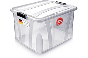 KONZEPT Aufbewahrungsbox mit Deckel 32L, BPA-frei, robuster Verschlussclips