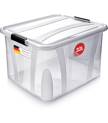 Iris Ohyama Opbergboxen Met Deksel, 55L, Set Van 4, Transparant
