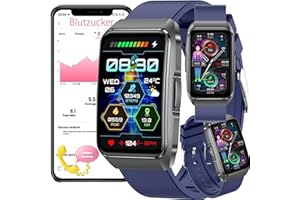 Fohatu Neu 𝐛𝐥𝐮𝐭𝐳𝐮𝐜𝐤𝐞𝐫 Smartwatch 𝐛𝐥𝐮𝐭𝐳𝐮𝐜𝐤𝐞𝐫𝐦𝐞𝐬𝐬𝐮𝐧𝐠 EKG 𝐃𝐢𝐚𝐛𝐞𝐭𝐞𝐬 Smartwatch Mit Bluetooth-Anrufe Fitness Tracker Mit Blutfette Harnsäure Blutdruck (Blau)