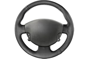 MEWANT Housse de volant cousue pour Renault Megane 2 2002-2009 / Kangoo (ZE) 2008- 2013 / Scenic 2 2003-2009 / Grand Scenic 2004-2009 / Cuir microfibre