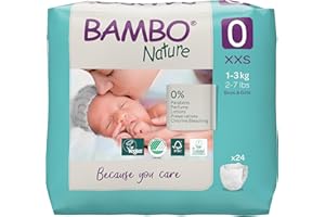 Bambo Nature pannolini per bambini taglia 0 (1-3kg) 24 pz. | Pannolini premium con una migliore protezione dalle perdite | Massimo comfort per i neonati | Dermatologicamente testati