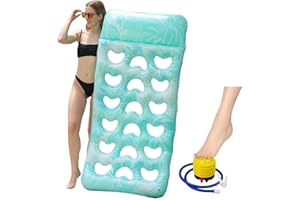 Furforstk colchoneta piscina adultos 170 x 80cm flotadores piscina adultos Con dispositivos inflables colchoneta hinchable playa, pool floats for adults para diversión de verano, fiesta de agua (azul)