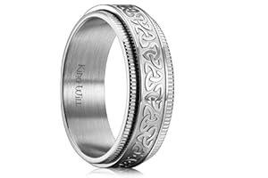 King Will 8mm Tungsten Stainless Steel Wedding Spinner Ring for Men - Viking/Celtic Knot Design Band with Carbon Fiber Inlay | Comfort Fit Wedding Band, Anniversary Jewelry Gift