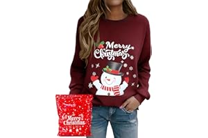Xnova Sudadera Navidad Mujer Sin Capucha, Casual Sudaderas Navidad Cuello Redondo Familia Xmas Jumper Pullover Manga Larga Christmas
