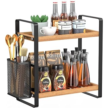 Belle Vous Coffee Mug Rack Holder with Storage Base - 40 x 15 x 41cm - Mug/Cup Counter Stand with 14 Hooks - Metal 2 Layer Organizer tree for Kitchen Belle Vous Coffee Mug Rack Holder with Storage Base - 40 x 15 x 41cm - Mug/Cup Counter Stand with 14 Hooks - Metal 2 Layer Organizer tree for Kitchen