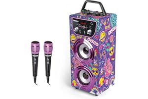 PARTY TOWN Trendix - Karaoke Infantil Top Singer | Altavoz con Microfono | Karaoke 2 Microfonos Radio FM, USB, Bluetooth Y SD | Karaokes Niña Y Niños | Regalos Comunion Niña