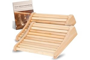 Ryuhic 2 Stück Sauna Kopfstütze Holz [100% Naturholz] - Sauna Zubehör - Ergonomische Nackenstütze mit Luftzirkulation & Rutschfester Basis - Für alle Saunatypen inkl. Infrarotkabine & Dampfbad