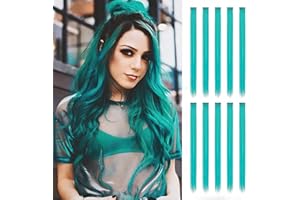 FESHFEN Extension Capelli Colorati Clip, 10 Pezzi Blu Alzavola Extension Colorati Capelli Ciocche Colorate per Capelli Extension Colored Clip in Hair Extensions Cosplay Party, 55 cm
