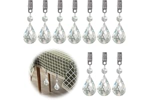 Glarks Lot de 10 Poids de Nappe avec Clip en métal en Cristal AB en Forme de Goutte d'eau pour Table de Pique-Nique, Poids Lourds pour extérieur