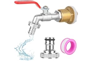 CTDMJ Water Butt/Rain Barrel Outlet 3/4 inch Hole Adaptor/Connector 3/4 Inch IBC Water Butt Tap Outdoor Tap Kit Garden Tap Kit Outlet Faucet (Red)