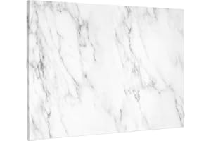 Navaris Magnetic Memo Board Whiteboard - 90 x 60 cm Dry Erase White Board with Design for Wall - Includes Marker and Magnets - White Marble