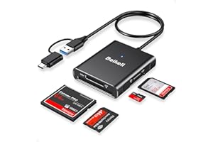Beikell Lettore di Schede SD, Alta Velocità 4 in 1 USB-C&USB 3.0 Doppio Connettore a SD/TF/MS/CF OTG Card Reader Adapter con Accesso Parallelo a 4 Slot-Supporta SD/CF/MS/Micro SD/SDHC/SDXC/Micro SDXC