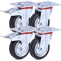 Gueenky 4 Pcs Swivel Castor Wheels With Brakes, 50mm Lockable Furniture Caster Threaded Castors - View #7