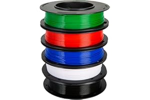 ‎TINMORRY PLA Filament 1.75mm, TINMORRY Filament 1.75 PLA für 3D Drucker, Combipack Nettogewicht 1.25 kg, Schwarz+Weiß+Rot+Dunkelblau+Dunkelgrün
