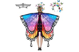 plainshe Butterfly Wings, Fairy Wings for Adults, Butterfly Costume, Halloween Costumes for Women, 3PCS Butterfly Cape Set.