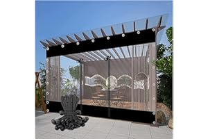 WZYJLyds Rideau Imperméable Transparent avec Porte Roulante Bâche en PVC de 0,5mm avec Oeillets Panneau Latéral pour Extérieur, Pergola, Belvédère, Porche