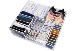 Popuppe 6 Pcs Wardrobe Clothes Organizer,Clothes Drawer Organizer Dividers Underwear Storage Clothes Organizer for Folded Clothes Socks Shirts Thin Tops Bras and Underpants Mesh (White)