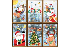 NEWUPZSI Natale Adesivi Vetrofanie Natalizie per Finestre Decorazioni Natalizie, Rimovibile Adesivi Natalizi, Adesivi Natale Riutilizzabili per Vetrine Finestra Murali Fai da Te Sticke Statico Natale