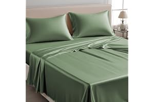 LINENWALAS Bettlaken für Doppelbett, 100 % Tencel, weiche Seide, kühlendes Oberlaken, Lyocell-Bettwäsche, perfekt für Haar und Haut, 580 x 700 cm (Avocado-Grün, Doppelbett)
