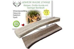 ARTISAN GIFT CO Rothirsch Geweih Hunden Kausnack Halbe Stange für Welpen oder Hunde - Gesamtnettogewicht 242gr+ (XL - 2 stück)