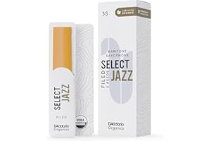 RICO D’Addario Woodwinds - Organic Select Jazz Baritone Saxophone Reeds - Baritone Sax Reeds - Individually Sealed - Filed, Soft, Strength 3, 5-Pack