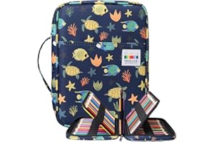 BOMKEE 220 Trous Trousse de Crayon et Grande Capacité Sac à Crayons Multifonction zippée avec poignée Portable Imperméable étui à crayonspour étudiants Enfants Adultes Artiste