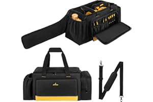 JAFFZORA Chainsaw Carrying Case, Waterproof Foldable Chainsaw Storage Bag Compatible with Greenworks, Dewalt, EGO Power+ 14''/16''/18'' Chainsaws and Cordless Chainsaw, Black&Yellow