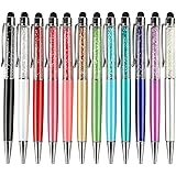 12pcs/pack MengRan Bling Bling 2-in-1 Slim Crystal Diamond Stylus pen and Ink Ballpoint Pens (12 colors )