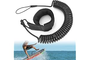 JEEZAO 10 Pieds Sup Leash de Planche de Surf TPU Sangle de Cheville Télescopique Spirale,Attache pour Stand Up Paddle Board Kayak