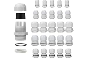 Bolatus 25 sztuk dławnic kablowych, regulowane 3-15 mm, ochrona środowiska, przepust kablowy, przepust kablowy, wodoszczelność IP68, PG7, PG9, PG11, PG13.5, PG16, szare